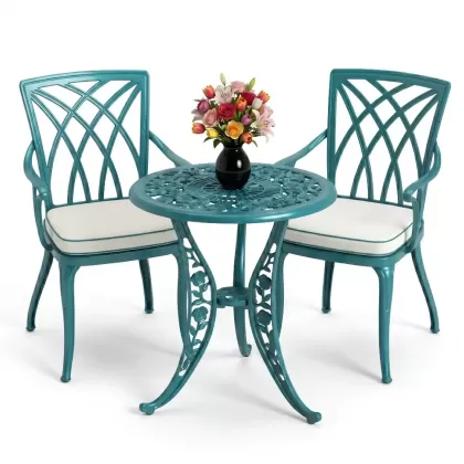 Kollu ferforje alüminyum masa sandalye seti turuncu