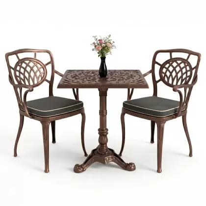 Tek ayak masa sandalye alüminyum döküm ferforje takım bakır eskitme