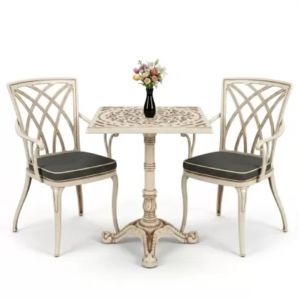 Modern kollu alüminyum döküm sandalye tek ayak döküm masa takımı beyaz eskitme