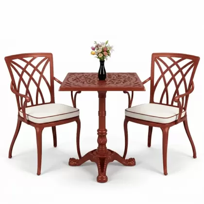 Modern kollu alüminyum döküm sandalye tek ayak döküm masa takımı kiremit