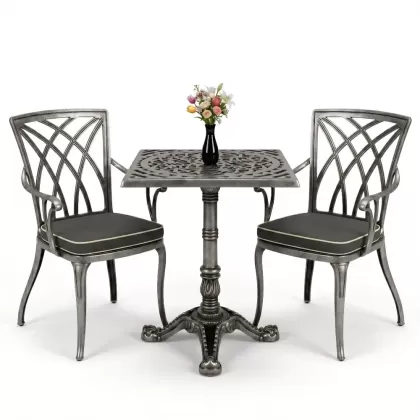 Modern kollu alüminyum döküm sandalye tek ayak döküm masa takımı silver gümüş