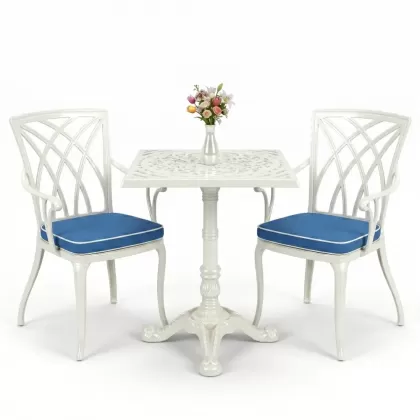 Modern kollu alüminyum döküm sandalye tek ayak döküm masa takımı beyaz