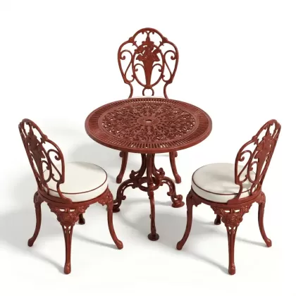 Yuvarlak Masa E:75 x D:75  x Y: 73 cm 3 Kişilik alüminyum döküm masa ve sandalye takımı (Mindersiz Fiyatı) 4