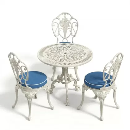 Yuvarlak Masa E:75 x D:75  x Y: 73 cm 3 Kişilik alüminyum döküm masa ve sandalye takımı (Mindersiz Fiyatı) 7