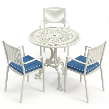 Yuvarlak Masa E:75 x D:75  x Y: 73 cm  cm 2 Kişilik alüminyum döküm masa ve sandalye takımı (Mindersiz Fiyatı) 7