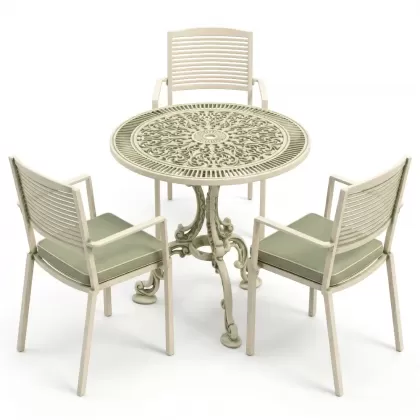 Yuvarlak Masa E:75 x D:75  x Y: 73 cm  cm 2 Kişilik alüminyum döküm masa ve sandalye takımı (Mindersiz Fiyatı) 9