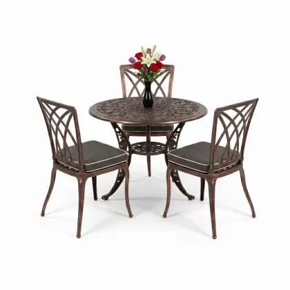 3 kişilik modern kolsuzalüminyum döküm 2 kişilik sandalye ferforje yuvarlak masa takımı bakır eskitme