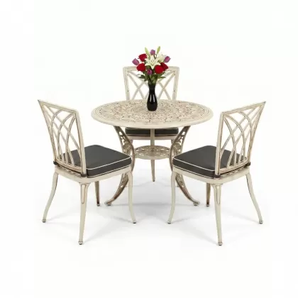 3 kişilik modern kolsuzalüminyum döküm 2 kişilik sandalye ferforje yuvarlak masa takımı beyaz eskitme