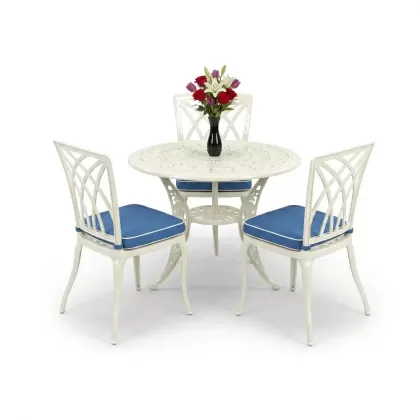 3 kişilik modern kolsuzalüminyum döküm 2 kişilik sandalye ferforje yuvarlak masa takımı beyaz