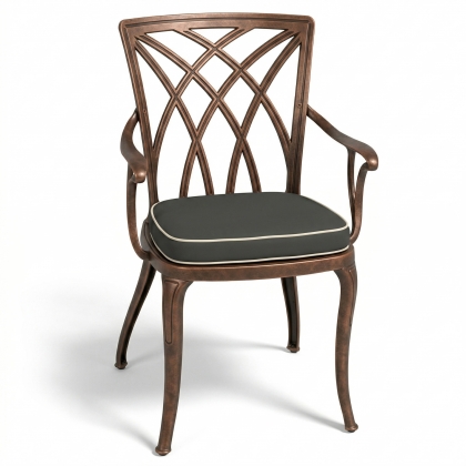 Alüminyum döküm kollu ferforje sandalye bakır eskitme