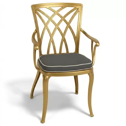 Alüminyum döküm kollu ferforje sandalye gold