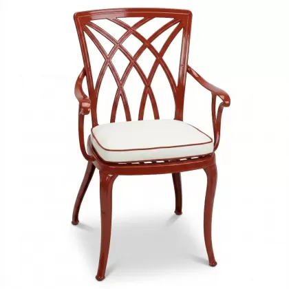 Alüminyum döküm kollu ferforje sandalye kiremit kırmızısı