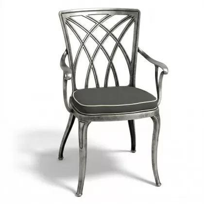 Alüminyum döküm kollu ferforje sandalye gümüş silver