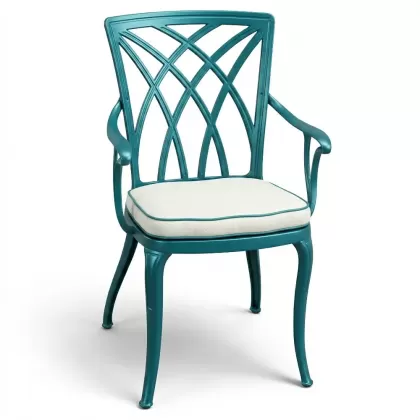 Alüminyum döküm kollu ferforje sandalye turkuaz