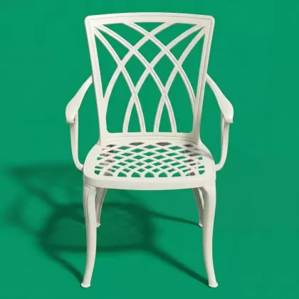 Alüminyum döküm kollu ferforje sandalye süt