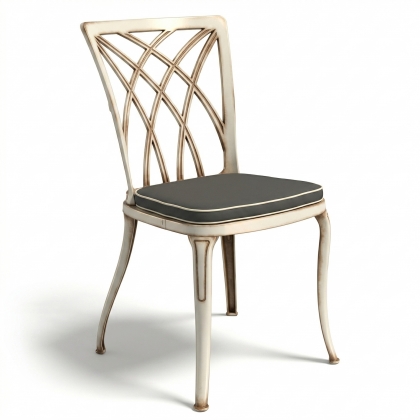 Alüminyum döküm ferforje kolsuz sandalye modern beyaz eskitme