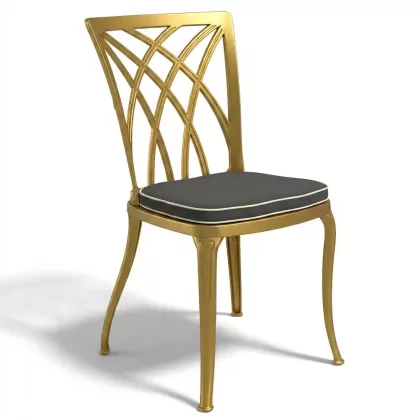 Alüminyum döküm ferforje kolsuz sandalye modern gold