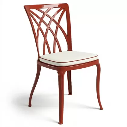 Alüminyum döküm ferforje kolsuz sandalye modern kiremit kırmızı