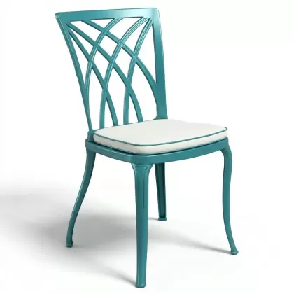 Alüminyum döküm ferforje kolsuz sandalye modern turkuaz