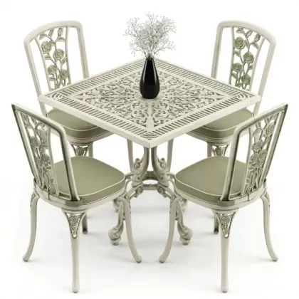 4 Kişilik alüminyum döküm masa sandalye seti, nostaljik ferforje balkon, bahçe mobilyası Renk Yeşil Patina