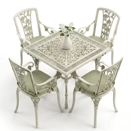 4 Kişilik alüminyum döküm masa sandalye seti, nostaljik ferforje balkon, bahçe mobilyası Renk Yeşil Patina