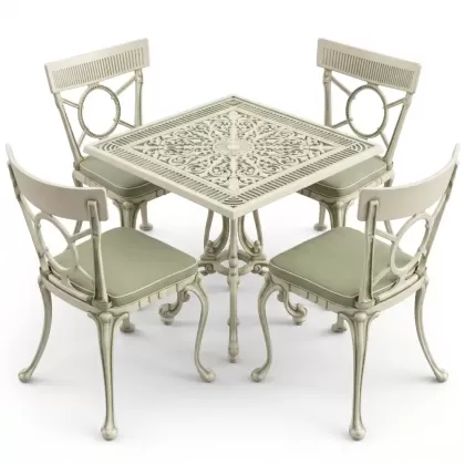 4 Kişilik alüminyum döküm masa sandalye seti, nostaljik ferforje balkon, bahçe mobilyası Renk Yeşil Patina