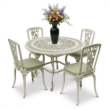 4 Kişilik alüminyum döküm masa sandalye seti, nostaljik ferforje balkon, bahçe mobilyası Renk Yeşil Patina