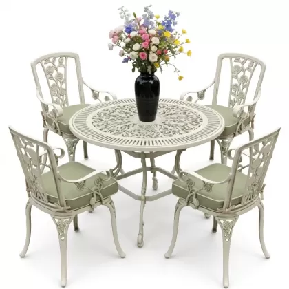 4 Kişilik alüminyum döküm masa sandalye seti, nostaljik ferforje balkon, bahçe mobilyası Renk Yeşil Patina