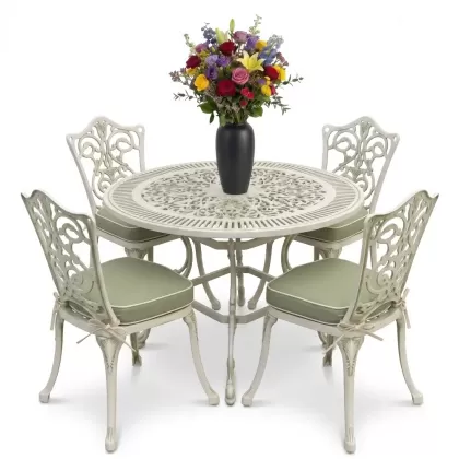 4 Kişilik alüminyum döküm masa sandalye seti, nostaljik ferforje balkon, bahçe mobilyası Renk Yeşil Patina
