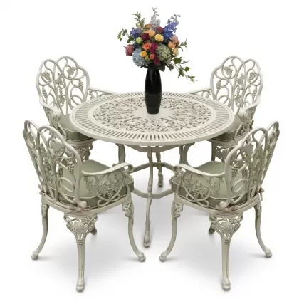 4 Kişilik alüminyum döküm masa sandalye seti, nostaljik ferforje balkon, bahçe mobilyası Renk Yeşil Patina
