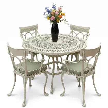 4 Kişilik alüminyum döküm masa sandalye seti, nostaljik ferforje balkon, bahçe mobilyası Renk Yeşil Patina