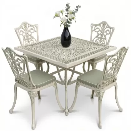 4 Kişilik alüminyum döküm masa sandalye seti, nostaljik ferforje balkon, bahçe mobilyası Renk Yeşil Patina