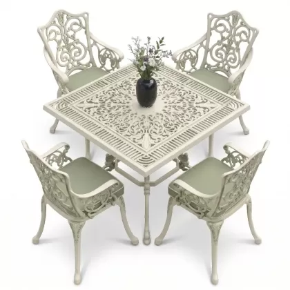 4 Kişilik alüminyum döküm masa sandalye seti, nostaljik ferforje balkon, bahçe mobilyası Renk Yeşil Patina
