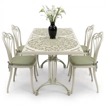 4 Kişilik alüminyum döküm masa sandalye seti, nostaljik ferforje balkon, bahçe mobilyası Renk Yeşil Patina