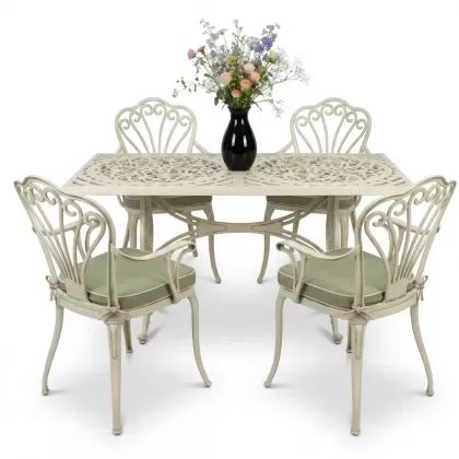 4 Kişilik alüminyum döküm masa sandalye seti, nostaljik ferforje balkon, bahçe mobilyası Renk Yeşil Patina