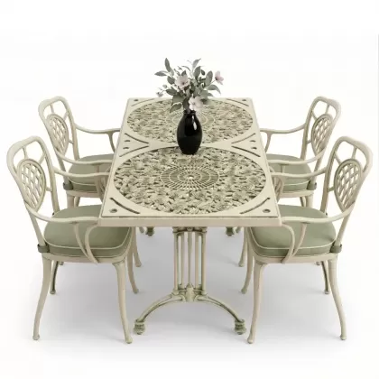 4 Kişilik alüminyum döküm masa sandalye seti, nostaljik ferforje balkon, bahçe mobilyası Renk Yeşil Patina