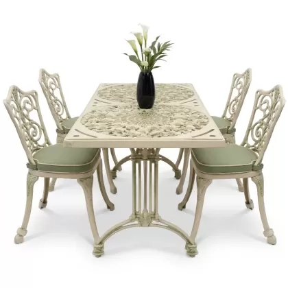 4 Kişilik alüminyum döküm masa sandalye seti, nostaljik ferforje balkon, bahçe mobilyası Renk Yeşil Patina