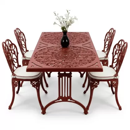 4 Kişilik alüminyum döküm masa sandalye seti, nostaljik ferforje balkon, bahçe mobilyası Renk Gold Altın