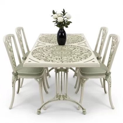 4 Kişilik alüminyum döküm masa sandalye seti, nostaljik ferforje balkon, bahçe mobilyası Renk Yeşil Patina