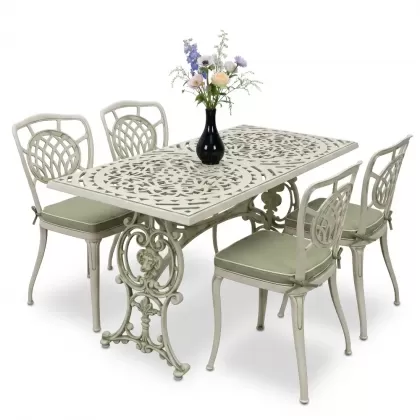 4 Kişilik alüminyum döküm masa sandalye seti, nostaljik ferforje balkon, bahçe mobilyası Renk Yeşil Patina