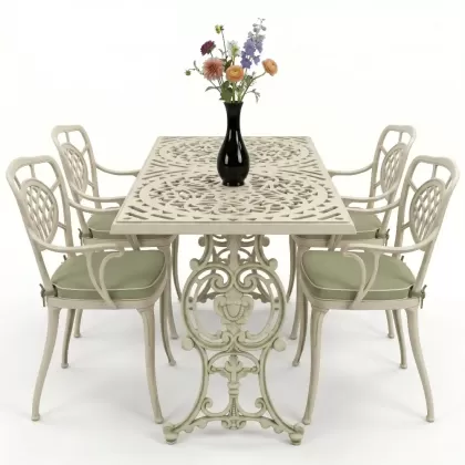4 Kişilik alüminyum döküm masa sandalye seti, nostaljik ferforje balkon, bahçe mobilyası Renk Yeşil Patina