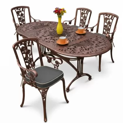 4 Kişilik alüminyum döküm masa sandalye seti, nostaljik ferforje balkon, bahçe mobilyası Renk Bakır Eskitme