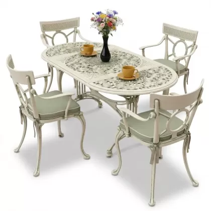 4 Kişilik alüminyum döküm masa sandalye seti, nostaljik ferforje balkon, bahçe mobilyası Renk Yeşil Patina