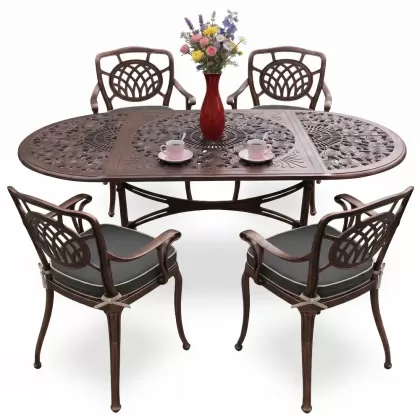 4 Kişilik alüminyum döküm masa sandalye seti, nostaljik ferforje balkon, bahçe mobilyası Renk Bakır Eskitme