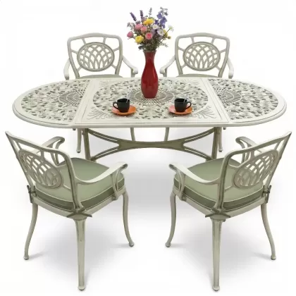 4 Kişilik alüminyum döküm masa sandalye seti, nostaljik ferforje balkon, bahçe mobilyası Renk Yeşil Patina