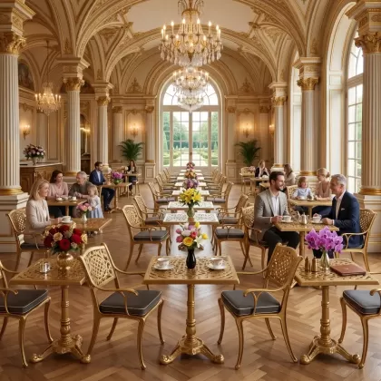 2 Kişilik alüminyum döküm ferforje kare masa sandalye takımı gold altın cafede
