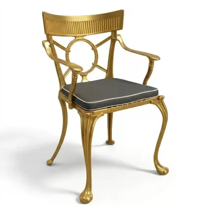Gotik kollu alüminyum döküm ferforje kollu sandalye gold altın