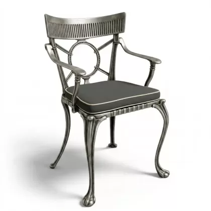 Gotik kollu alüminyum döküm ferforje kollu sandalye silver gümüş