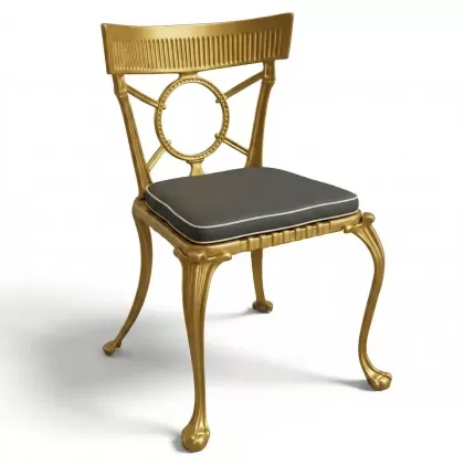 Gotik alüminyum döküm ferforje kolsuz sandalye gold altın