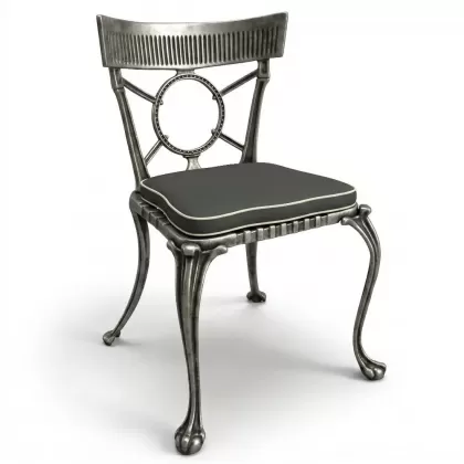 Gotik alüminyum döküm ferforje kolsuz sandalye gümüş silver